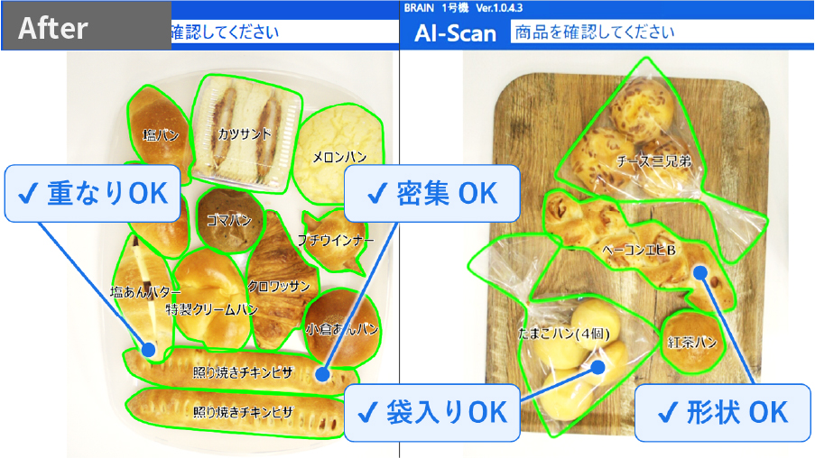 トレイのパンをスキャン